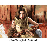 نخ و نقشه تابلو فرش طرح دختر و گرگ